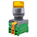 SL223-2/O-YL - 110V Illuminated Twist Knob Switch - 2 Contact (2/O) - 3 Positions (1-0-2) - Yellow - Ferrules Direct