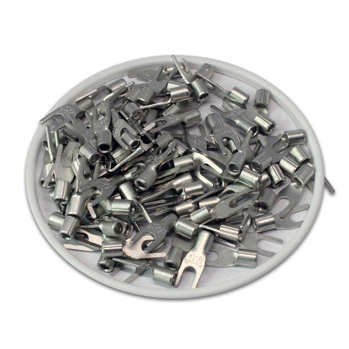 SNB2-32 - Non Insulated Brazed Spade Terminals - 16-14 AWG - #4 Stud - Ferrules Direct