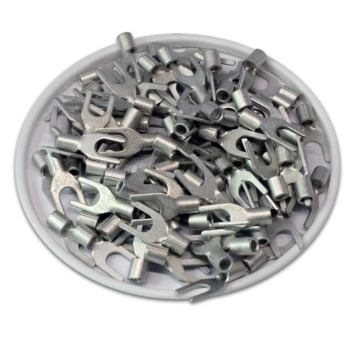 SNBM2-4 - Non Insulated Brazed Spade Terminals - 16-14 AWG - #8 Stud - Ferrules Direct