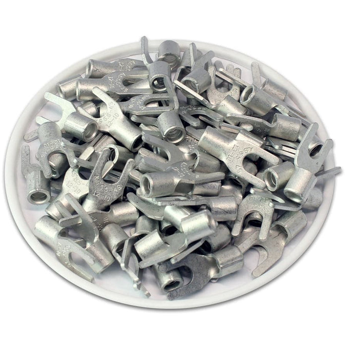 SNBS5-4 - Non Insulated Brazed Spade Terminals - 12-10 AWG - #8 Stud - Ferrules Direct