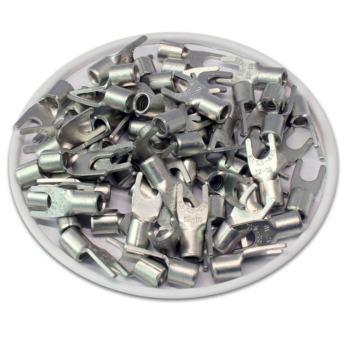 SNBSS5-4 - Non Insulated Brazed Spade Terminals - 12-10 AWG - #8 Stud - Ferrules Direct