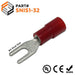 SNIS1-32 - Polycarbonate Fork Terminals - 22-16 AWG - #4 Stud - Red - Ferrules Direct