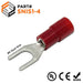 SNIS1-4 - Polycarbonate Fork Terminals - 22-16 AWG - #8 Stud - Red - Ferrules Direct