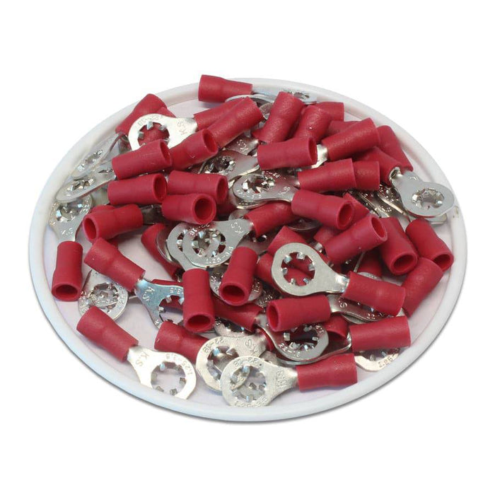 STRV1-3.7 - Vinyl Insulated Star Ring Terminal - 22-16 AWG -Stud #6 - Ferrules Direct