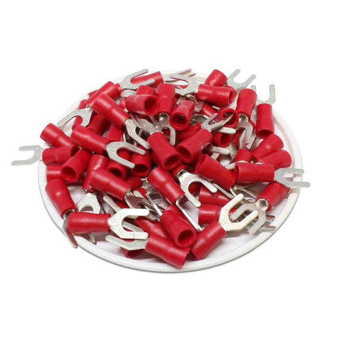 SVL1-4 - Vinyl Insulated Spade Terminal 22-16AWG Red - 100/pack - Ferrules Direct