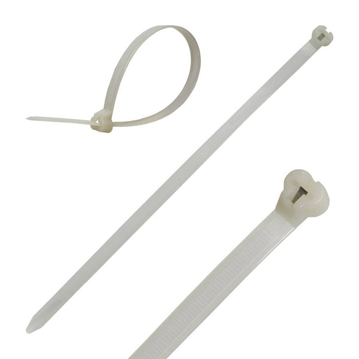 NZ10350 - Cable Tie with Steel Inlay - Natural - 10x350mm (.39x13.8") - Ferrules Direct