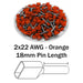 TW05018 - 2x22 AWG (18mm Pin) Twin Wire Ferrules - Orange - Ferrules Direct
