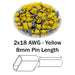TW10008 - 2x18 AWG (8mm Pin) Twin Wire Ferrules - Yellow - Ferrules Direct