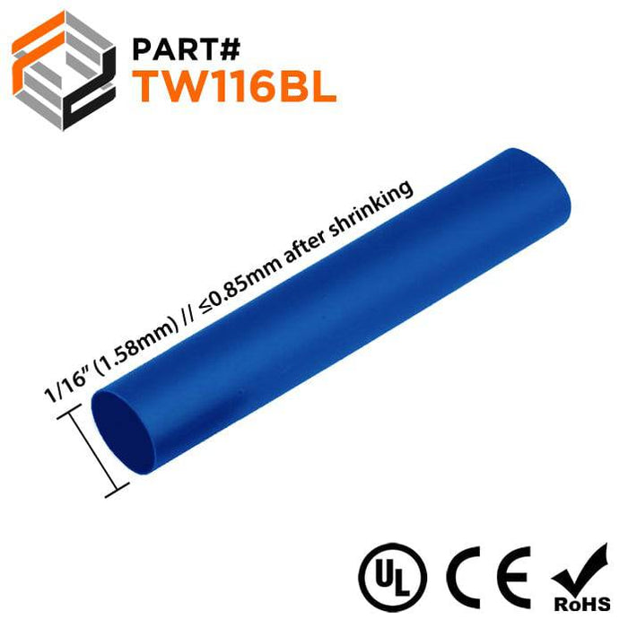 Thin Wall Heat Shrink Tubing - 1/16" - 2:1 Shrink Ratio - Ferrules Direct