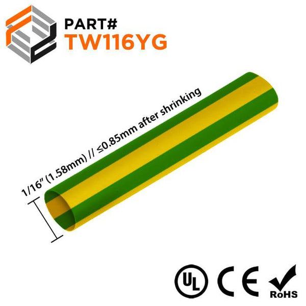 1/2 Inch ID Green Heat Shrink Tubing - 2:1 Ratio, 4 Feet Total (Polyolefin)