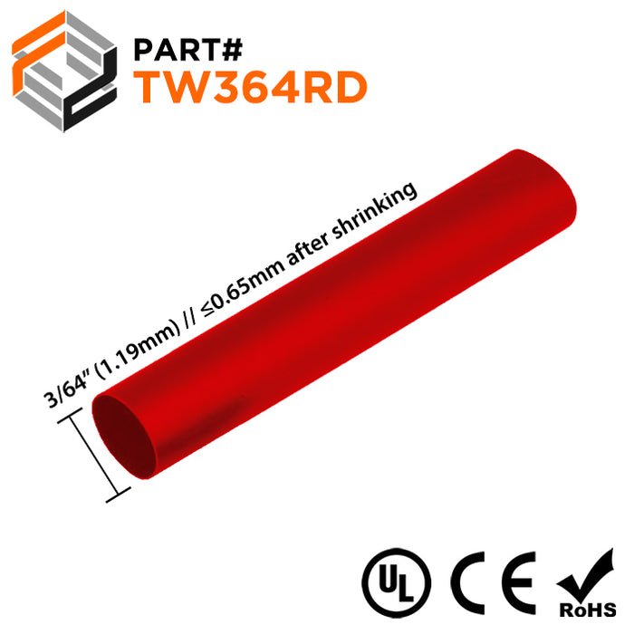 TW364 - 3/64" Thin Wall Heat Shrink Tubing - 2:1 Shrink Ratio - Ferrules Direct