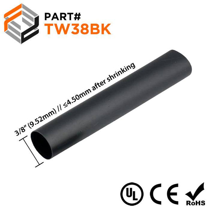 Thin Wall Heat Shrink Tubing - 3/8" - 2:1 Shrink Ratio - Ferrules Direct