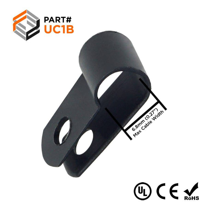 UC1B - Strap Type Cable Clamps - 20 x 10.1mm (0.79 x 0.40") - Black - Ferrules Direct