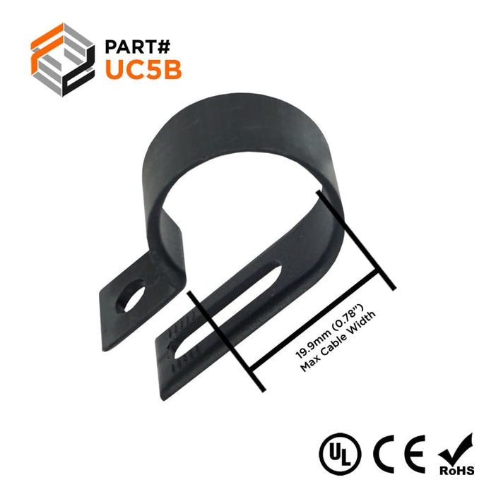 UC5B - Strap Type Cable Clamps - 37.3 x 11.8mm (1.47 x 0.46") - Black - Ferrules Direct