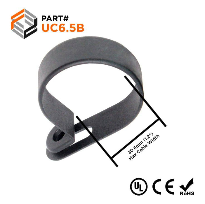 UC6_5B - Strap Type Cable Clamps - 51.5 x 12.6mm (2.03 x 0.50") - Black - Ferrules Direct