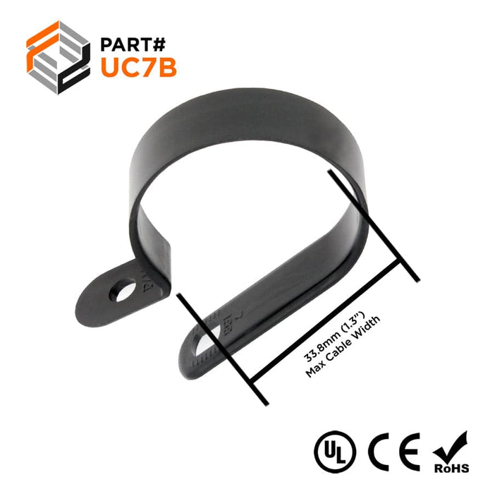 UC7B - Strap Type Cable Clamps - 52.3 x 12mm (2.06 x 0.47") - Black - Ferrules Direct