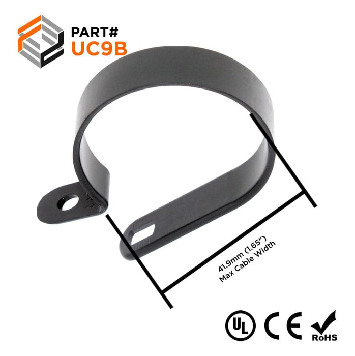 UC9B - Strap Type Cable Clamps - 58.3 x 12.5mm (2.30 x 0.49") - Black - Ferrules Direct