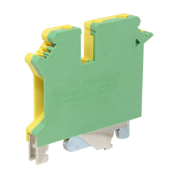 UKJ412JD - Single In Double Out Ground Terminal Block - 4mm