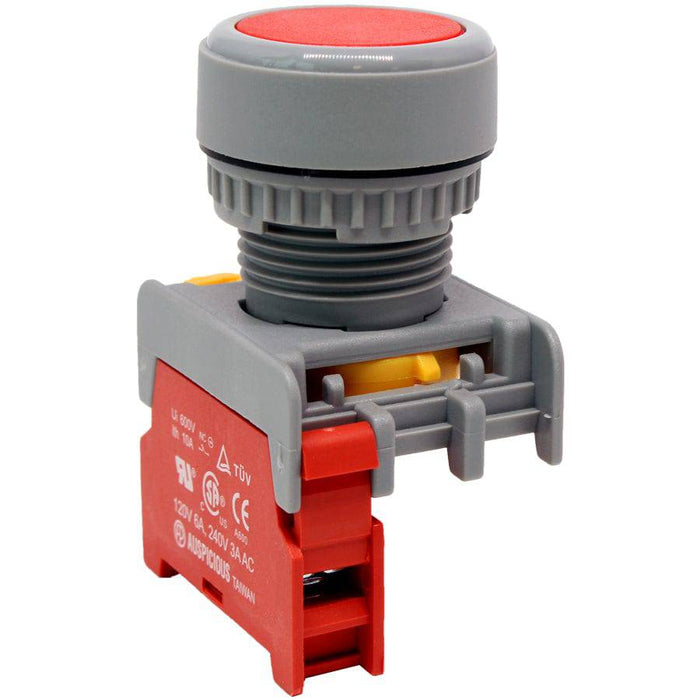 XB22-1/C-RD - Push Button - 1 Contact (1/C) - 22mm - Red - Ferrules Direct