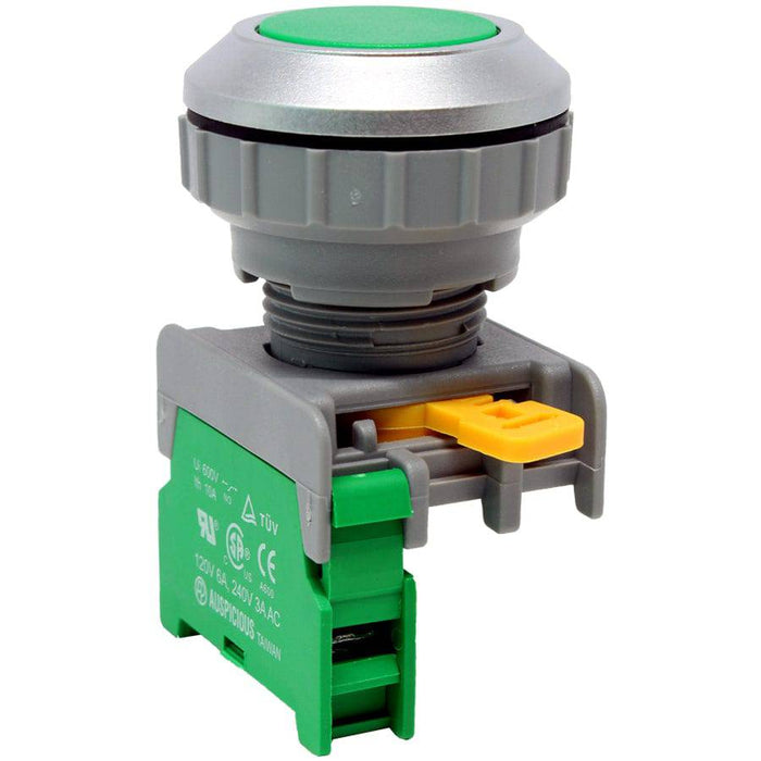 XB30-1/O-GN - Push Button - 1 Contact (1/O) - 30mm - Green - Ferrules Direct