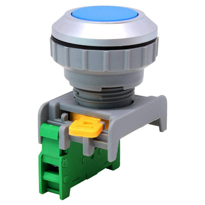 XB30-1/O-BL - 1/O - 30mm Flat Head Push Button Switch - Blue - Ferrules Direct