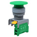 22mm Push Button - (NO) - 40mm Mushroom Head - Green - XE22-NO-GN - Ferrules Direct