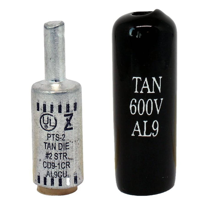 ZPTS2 - Aluminum Compression Pin Adapter - 2 AWG - Tan - Ferrules Direct