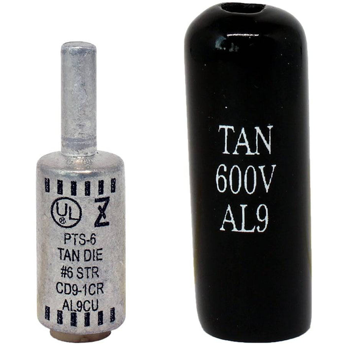 ZPTS6 - Aluminum Compression Pin Adapter - 6 AWG - Tan | Ferrules Direct