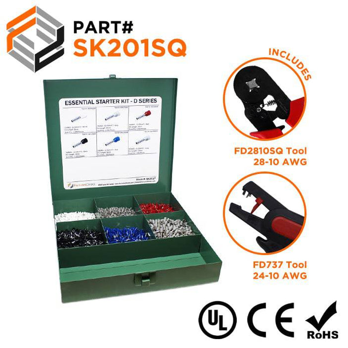 SK201SQ - Essential Wire Ferrule Kit + FD2810SQ & FD737 Tools - D Series - Ferrules Direct