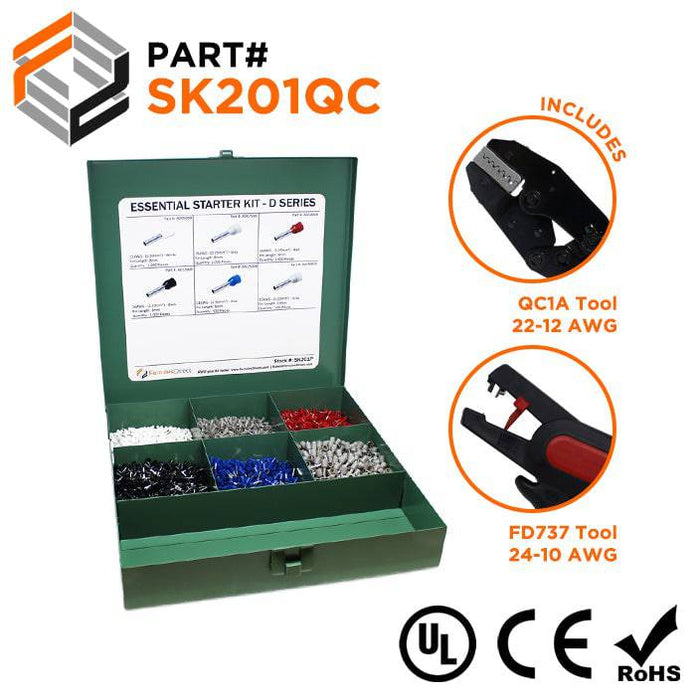 SK201QC - Essential Wire Ferrule Kit + QC1A & FD737 Tools - D Series - Ferrules Direct