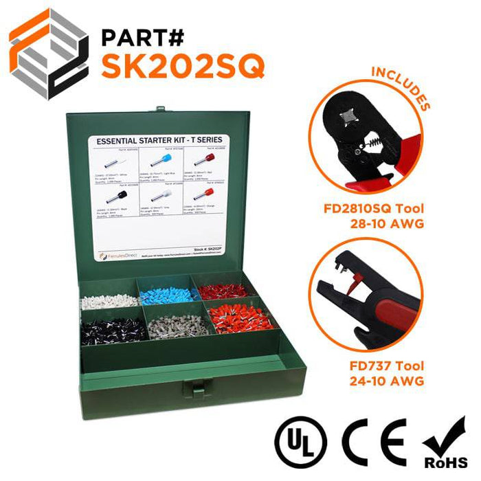 SK202SQ - Essential Wire Ferrule Kit + FD2810SQ & FD737 Tools - T Series - Ferrules Direct