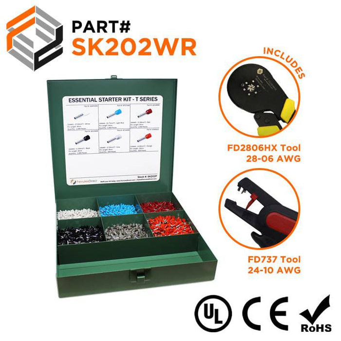SK202WR - Essential Wire Ferrule Kit + FD2806HX & FD737 Tools - T Series - Ferrules Direct