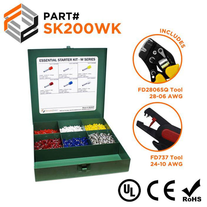 SK200WK- Essential Wire Ferrule Kit + FD2806HX & FD737 Tools - W Series - Ferrules Direct