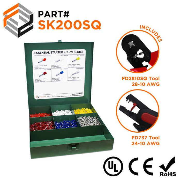 SK200SQ - Essential Wire Ferrule Kit + FD2810SQ & FD737 Tools - W Series - Ferrules Direct
